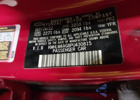 2023 Hyundai Elantra Sel z USA, uszkodzony, nr VIN KMHLM4AG8PU430815